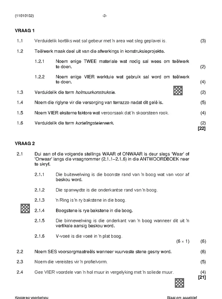 Bricklaying and Plastering Theory N2 November 2022 question paper preview
