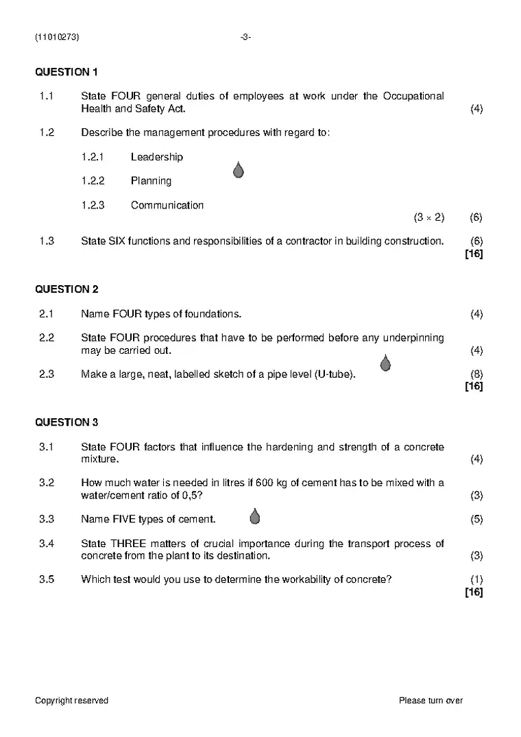 Building and Civil Technology N3 April 2021 question paper PDF, preview of the first page of questions