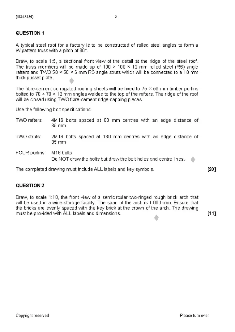 Building and Structural Construction N4 August 2019 question paper PDF, preview of the first page of questions