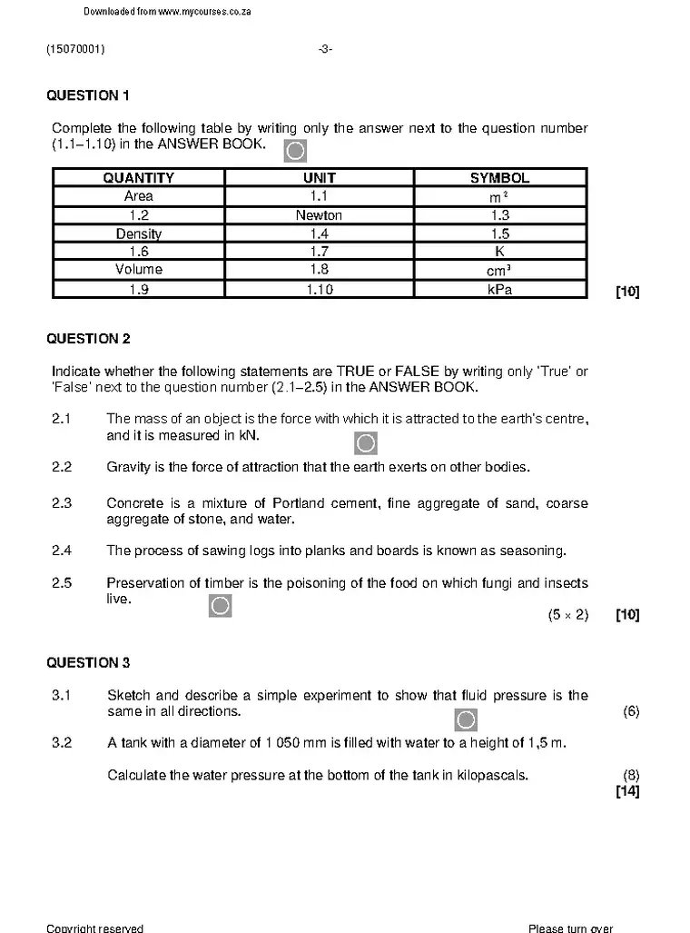 Building Science N1 August 2021 question paper preview