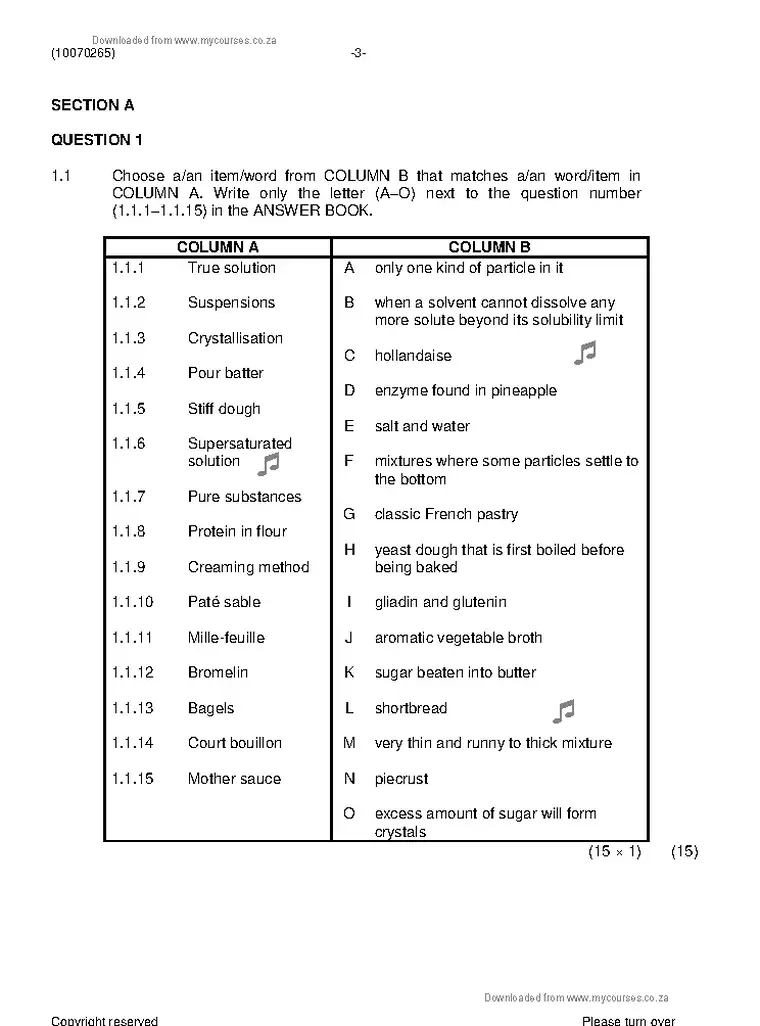Catering Theory and Practical N5 November 2020 question paper preview