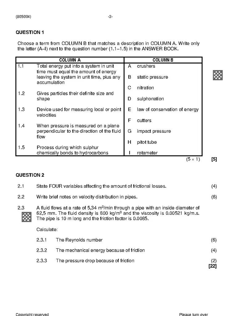 Chemical Plant Operation N4 December 2023 question paper preview