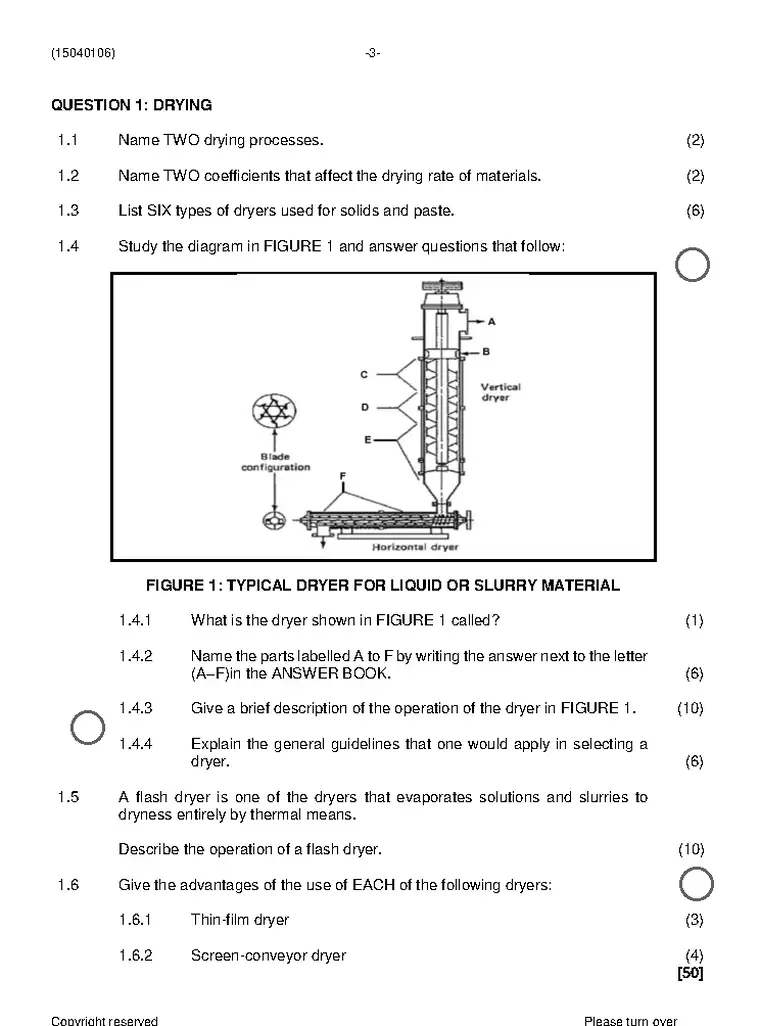Chemical Technology N6 December 2023 question paper preview