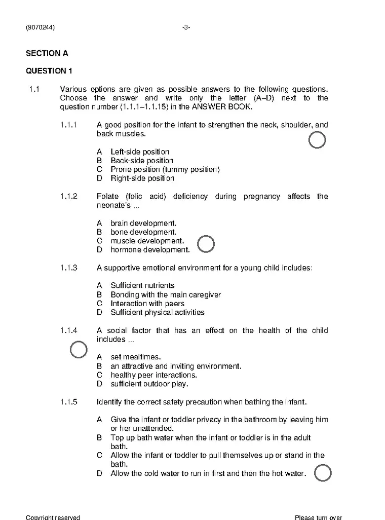 Child Health N4 November 2023 question paper preview