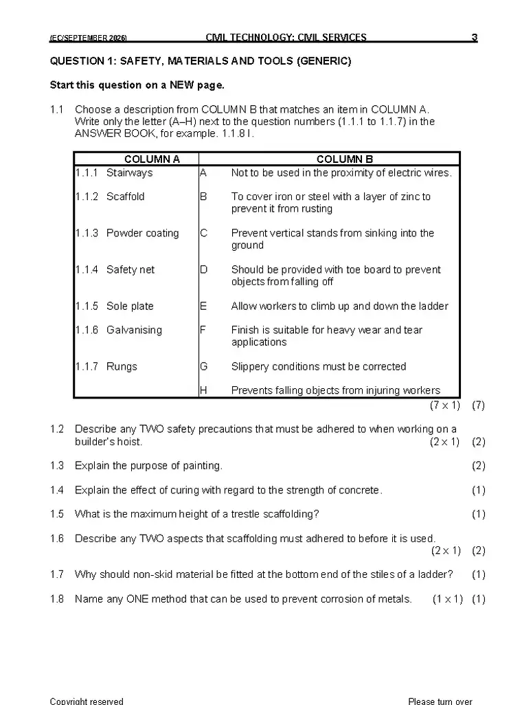 Civil Technology Grade 12 Term 3 2026 question paper preview