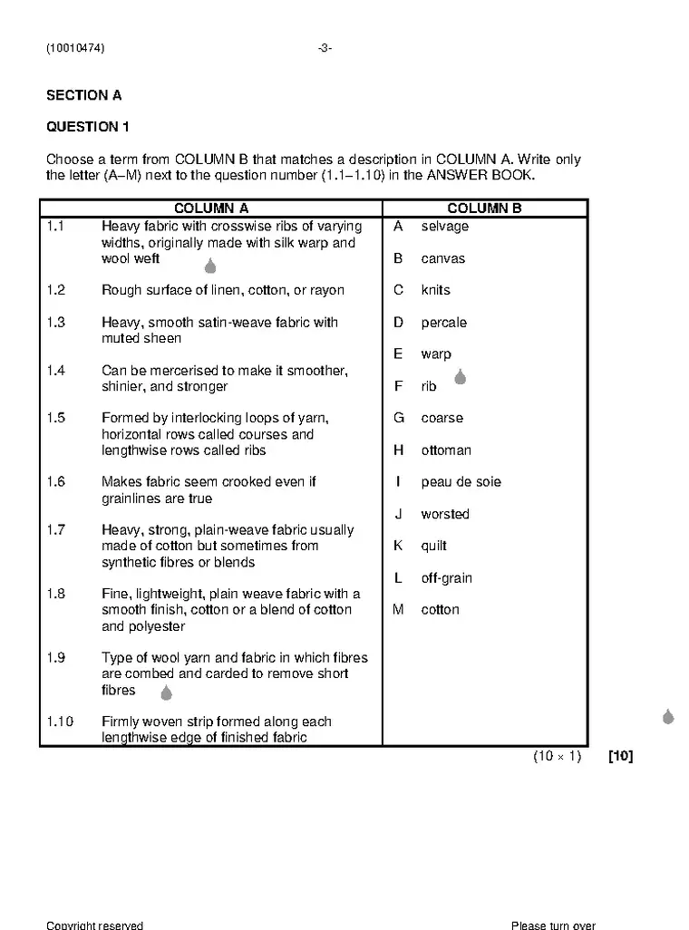 Clothing Construction N4 June 2021 question paper preview