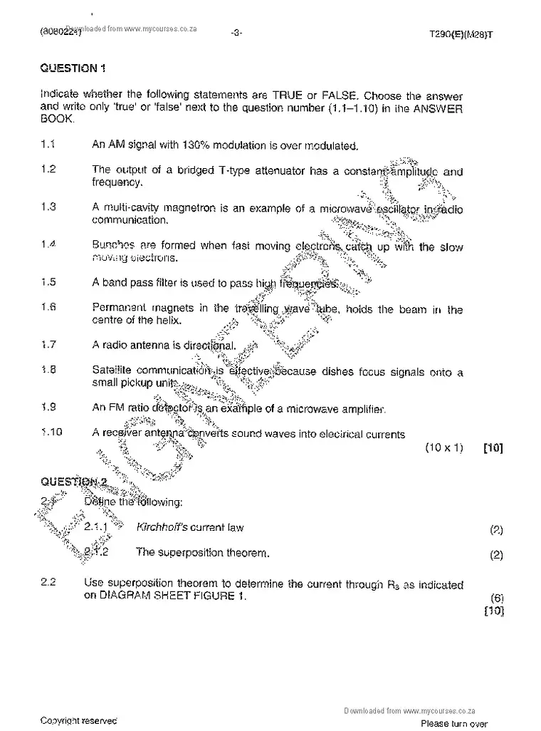 Communication Electronics N5 March 2014 question paper preview