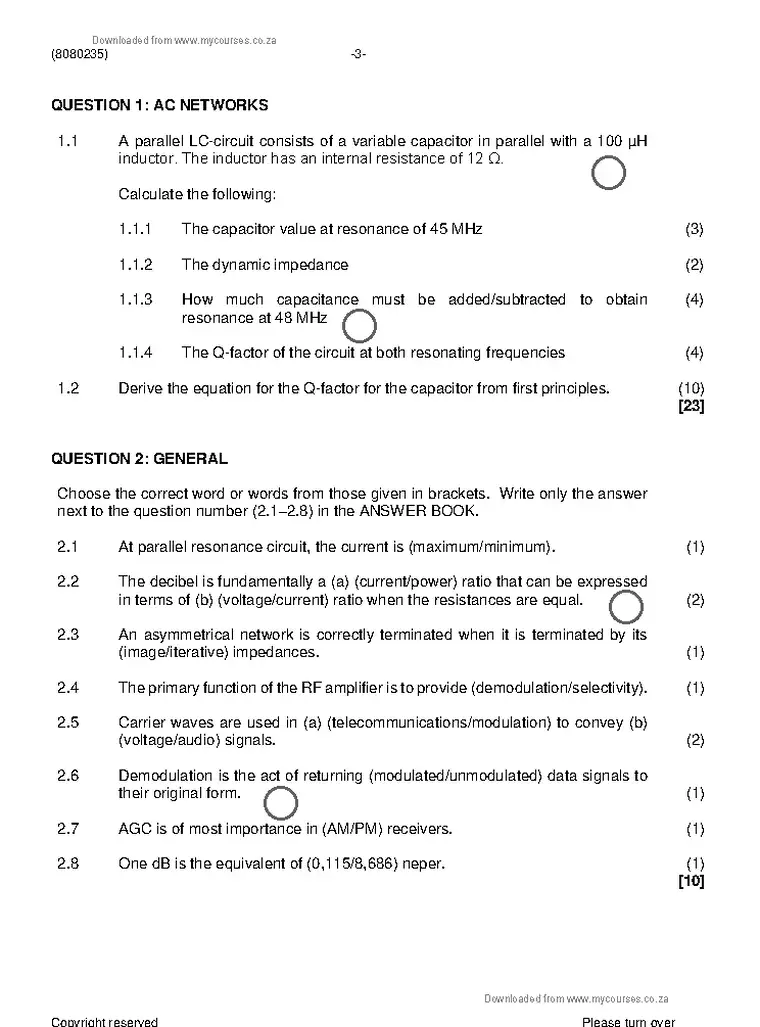 Communication Electronics N5 November 2022 question paper preview