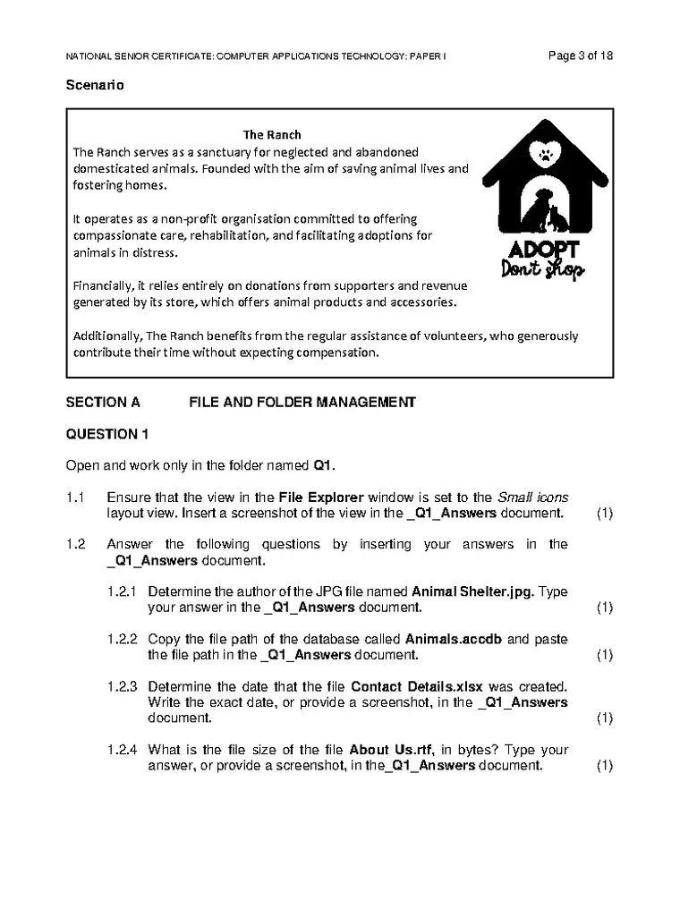 IEB Computer Applications Technology Grade 12 Term 4 2024 question paper preview