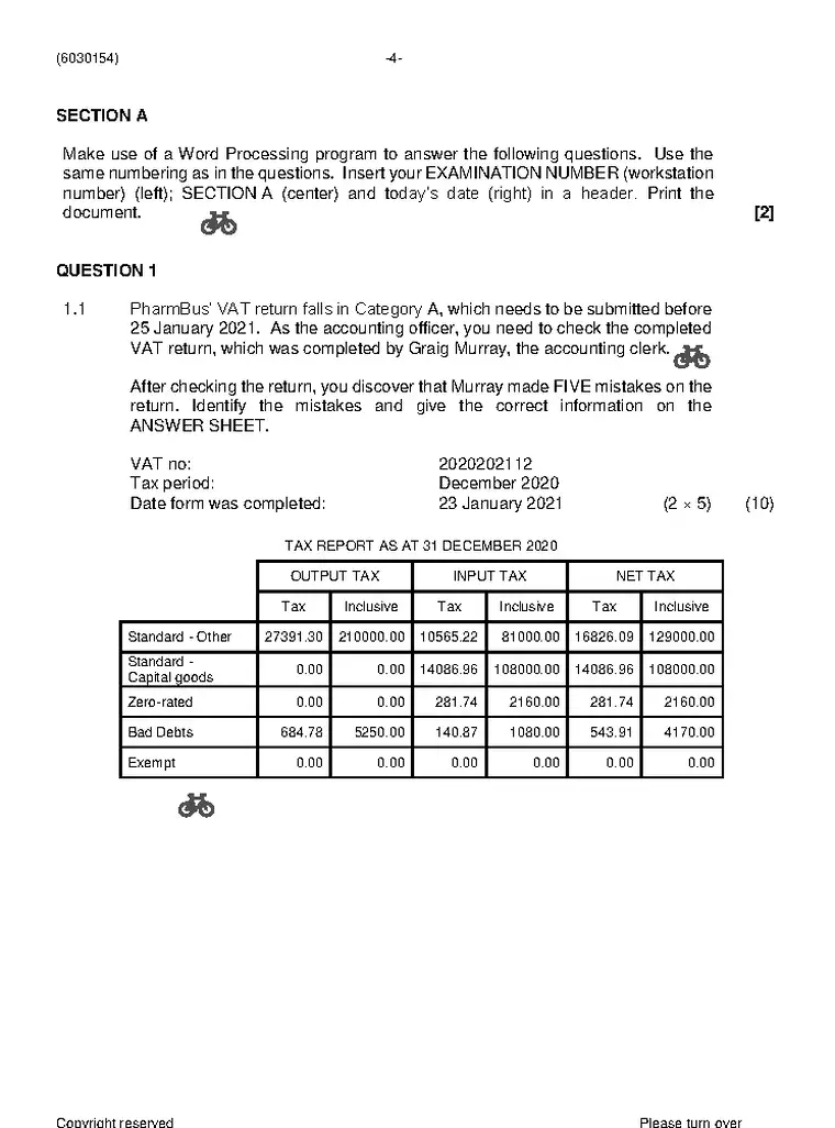 Computerised Financial Systems N4 June 2021 question paper preview