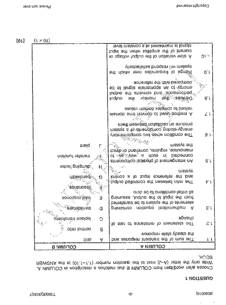 Control Systems N6 July 2014 question paper preview