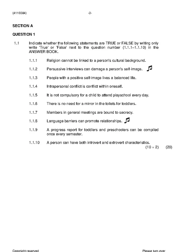 Daycare Personnel Development N4 June 2021 question paper preview