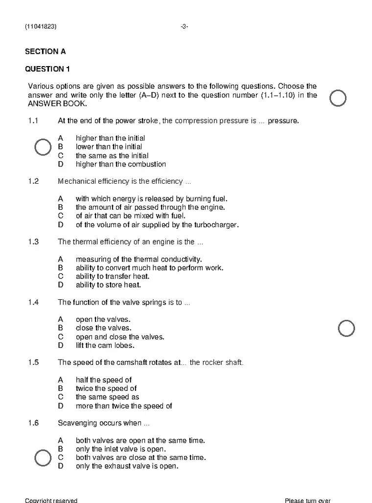Diesel Trade Theory N3 November 2022 question paper preview