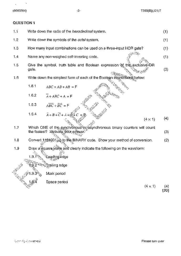 Digital Electronics N4 July 2014 question paper PDF, preview of the first page of questions