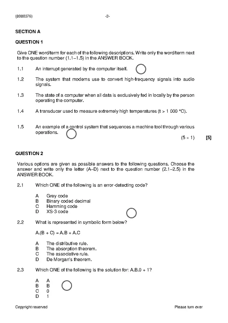 Digital Electronics N6 November 2022 question paper PDF, preview of the first page of questions