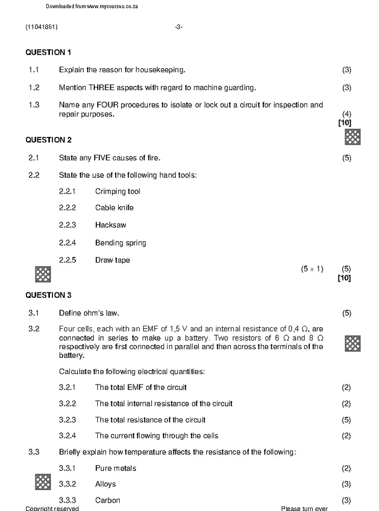 Electrical Trade Theory N1 November 2023 question paper preview