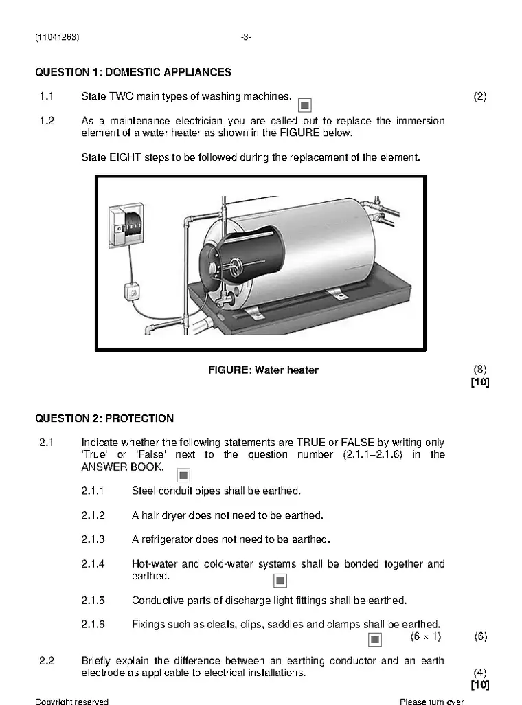 Electrical Trade Theory N3 August 2021 question paper preview