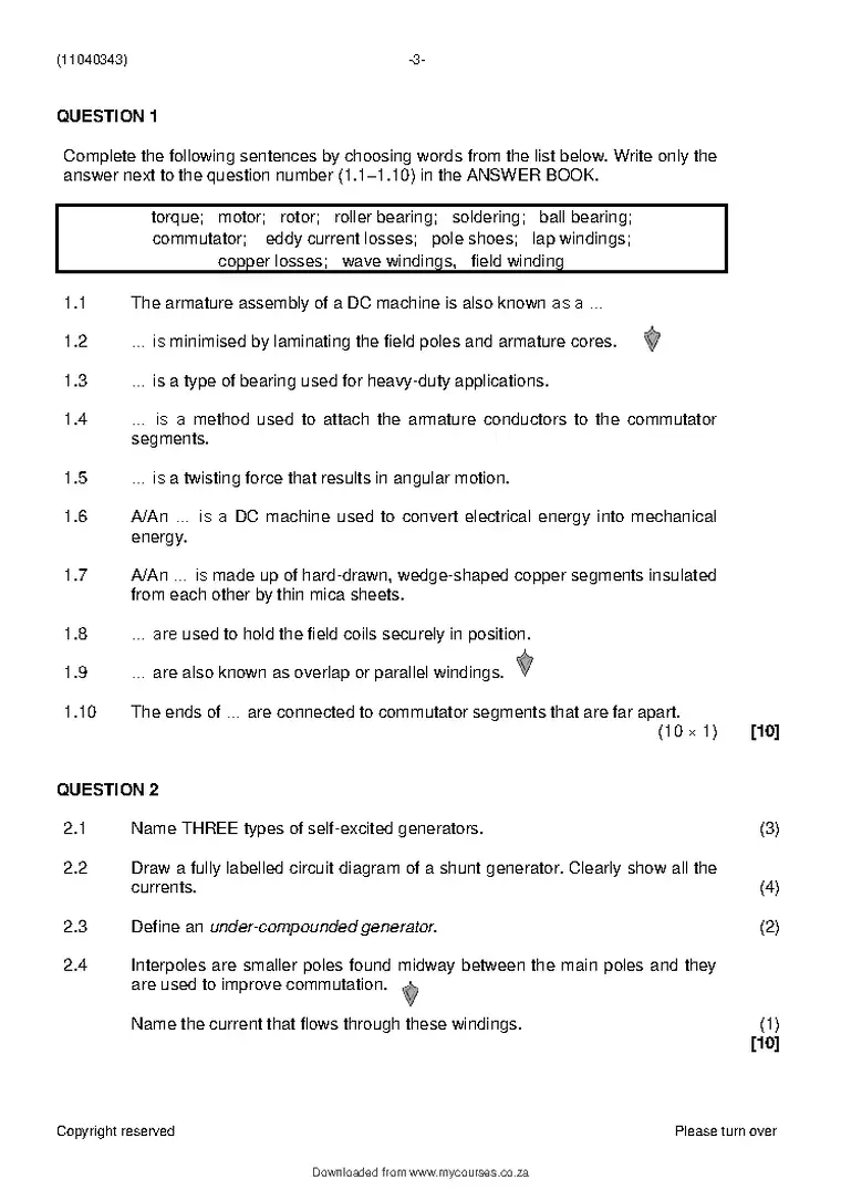 Electrotechnology N3 April 2021 question paper PDF, preview of the first page of questions