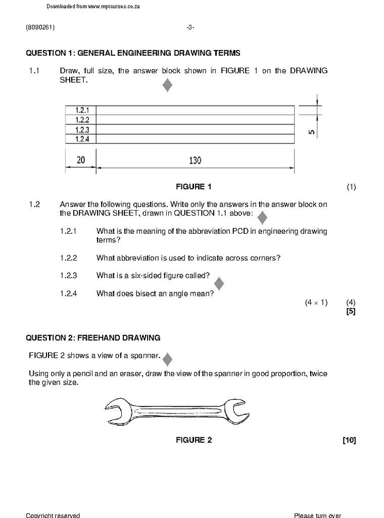 Engineering Drawing N1 August 2021 question paper preview