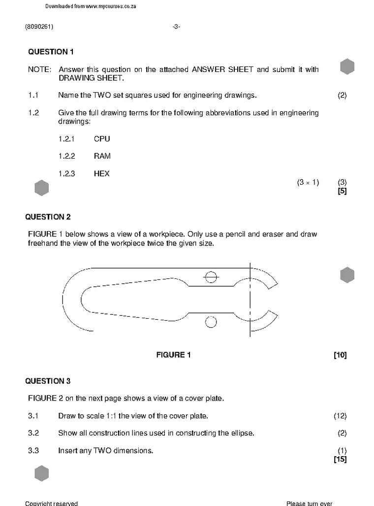 Engineering Drawing N1 November 2023 question paper preview
