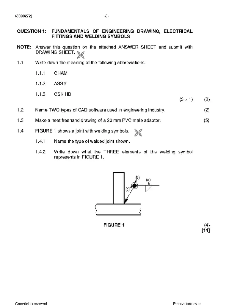 Engineering Drawing N2 August 2021 question paper preview