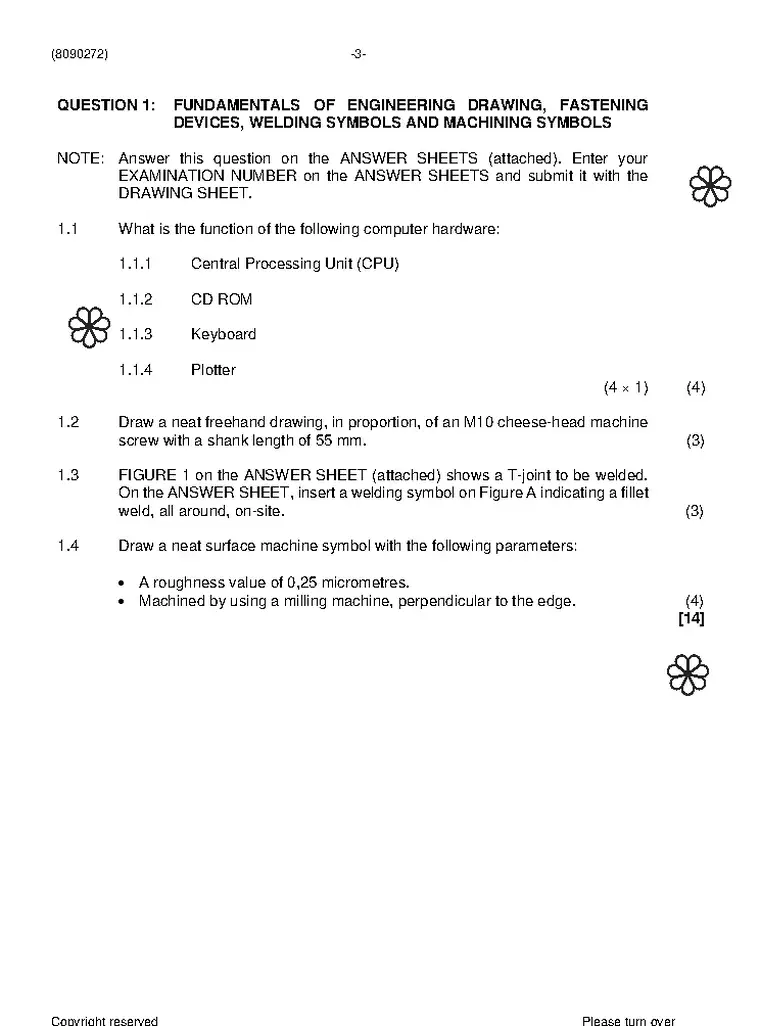 Engineering Drawing N2 November 2022 question paper preview