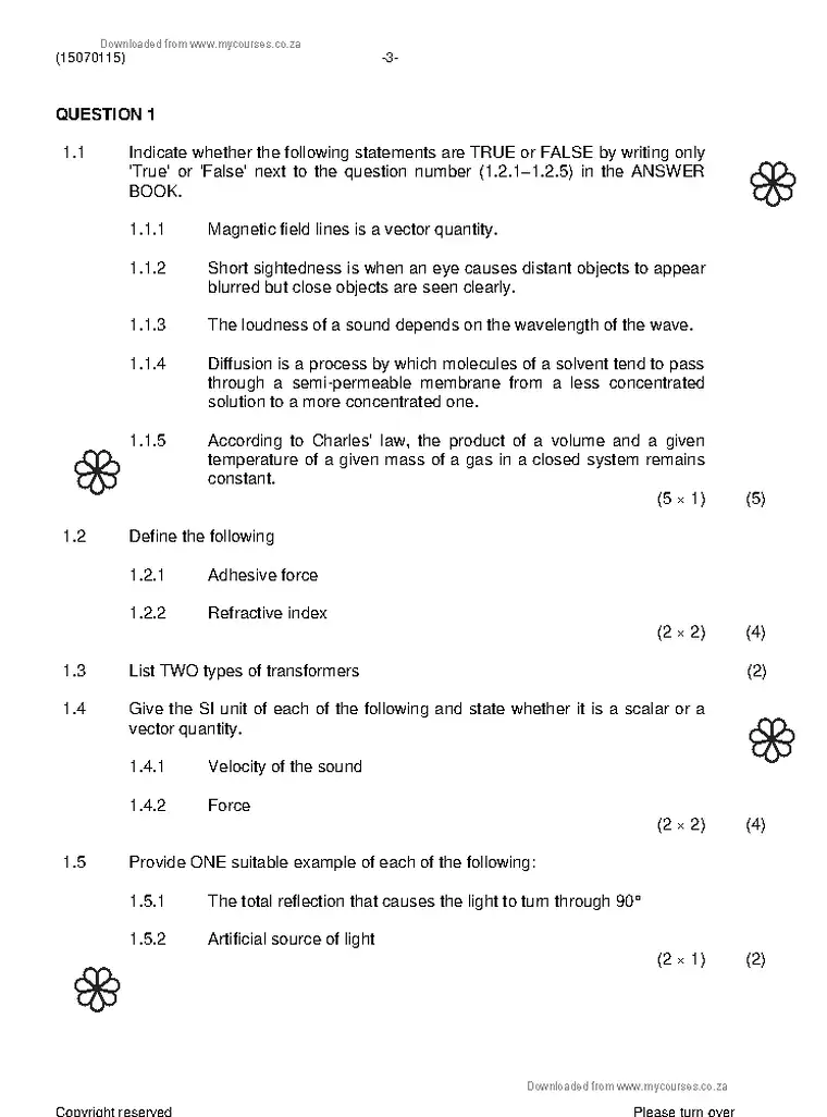 Engineering Physics N5 November 2023 question paper preview