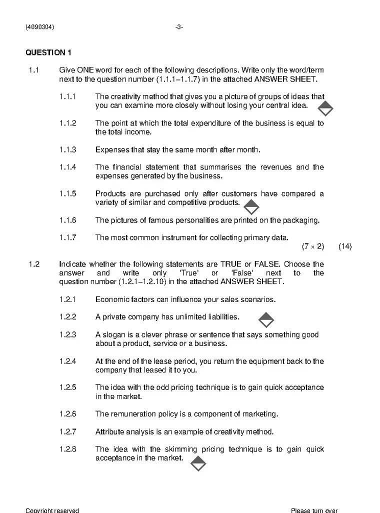 Entrepreneurship and Business Management N4 November 2022 question paper preview
