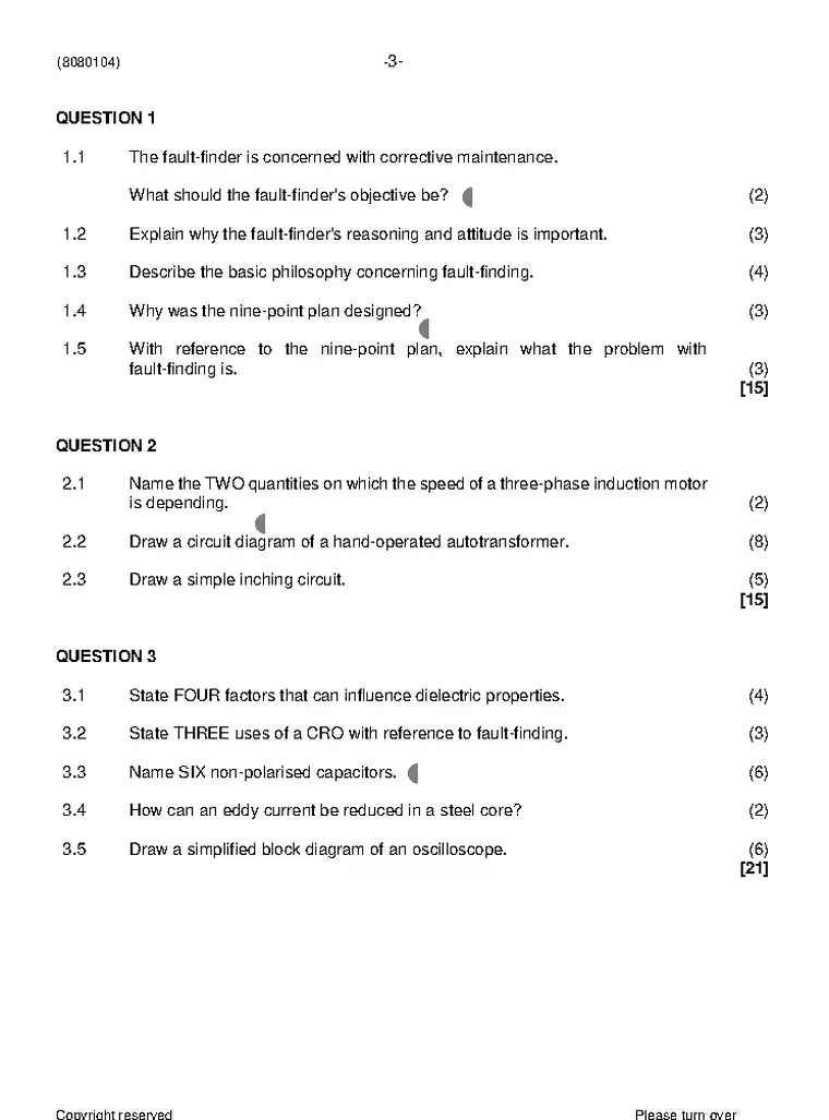 Fault Finding and Protective Devices N4 August 2021 question paper preview