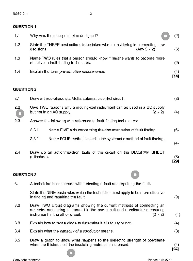 Fault Finding and Protective Devices N4 November 2022 question paper preview
