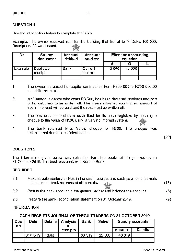 Financial Accounting N4 November 2020 question paper preview