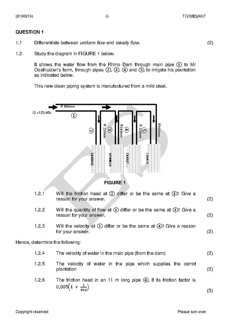 Fluid Mechanics N6 April 2018 question paper PDF, preview of the first page of questions
