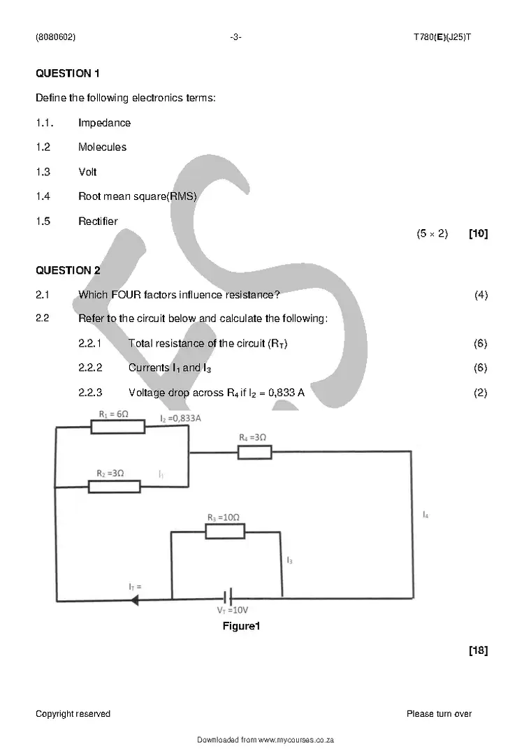 Industrial Electronics N2 August 2018 question paper PDF, preview of the first page of questions
