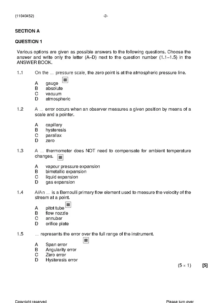 Instrument Trade Theory N2 August 2021 question paper preview