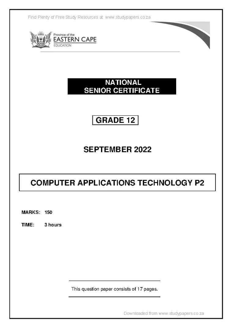 IsiXhosa Grade 12 Term 3 September Trial 2022 Paper 2 question paper PDF, preview of the first page of questions