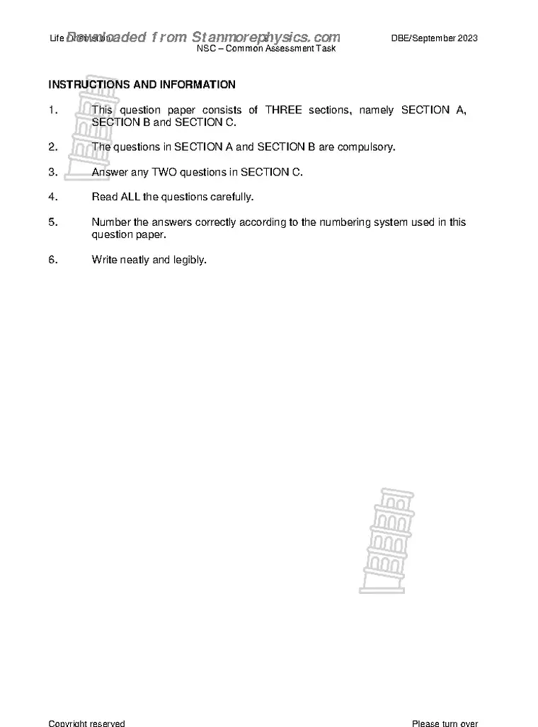 Life Orientation Grade 12 Term 4 2023 question paper preview