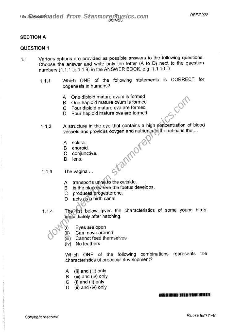 Life Sciences Grade 12 Term 2 June 2022 Paper 1 question paper PDF, preview of the first page of questions