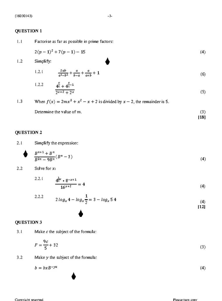 Mathematics N3 April 2021 question paper preview