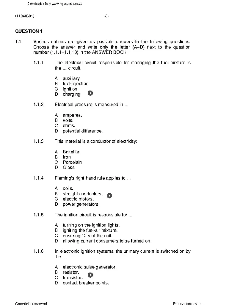 Motor Electrical Theory N1 April 2021 question paper preview