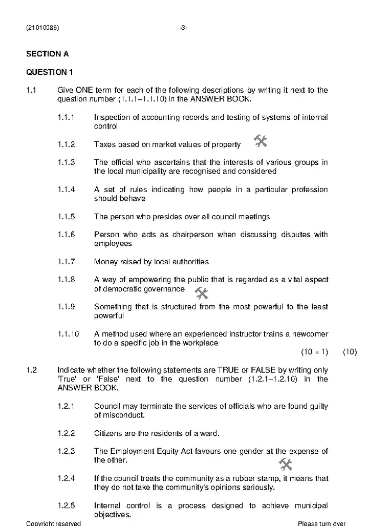 Municipal Administration N6 November 2020 question paper preview