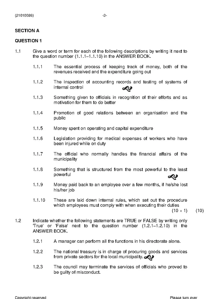 Municipal Administration N6 June 2021 question paper preview