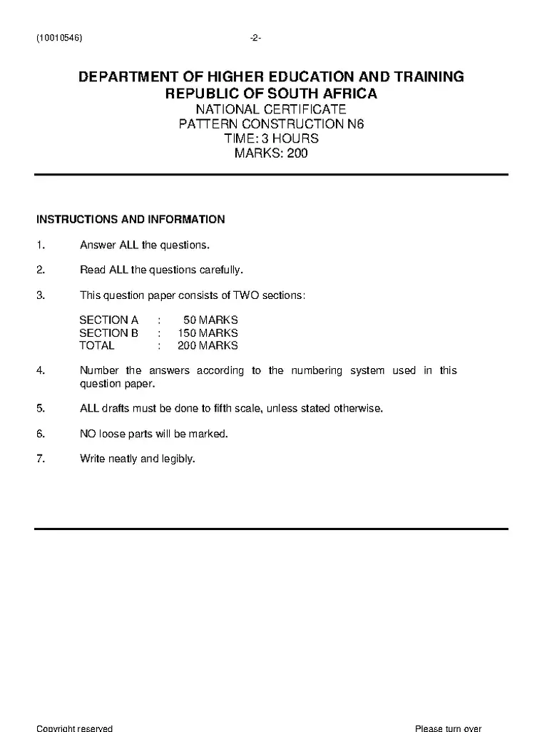 Pattern Construction N6 November 2019 question paper preview