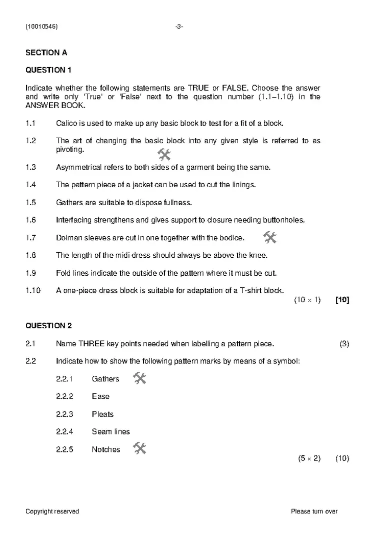 Pattern Construction N6 November 2019 question paper PDF, preview of the first page of questions