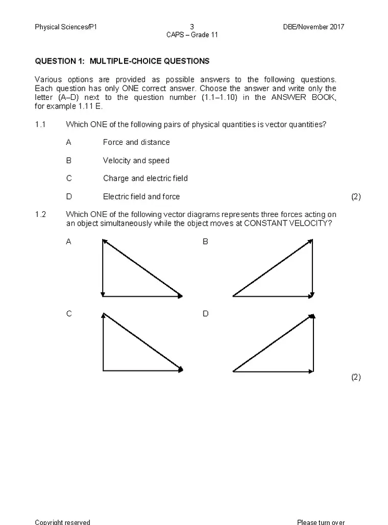 IEB Physical Science Grade 11 Term 4 2017 question paper preview