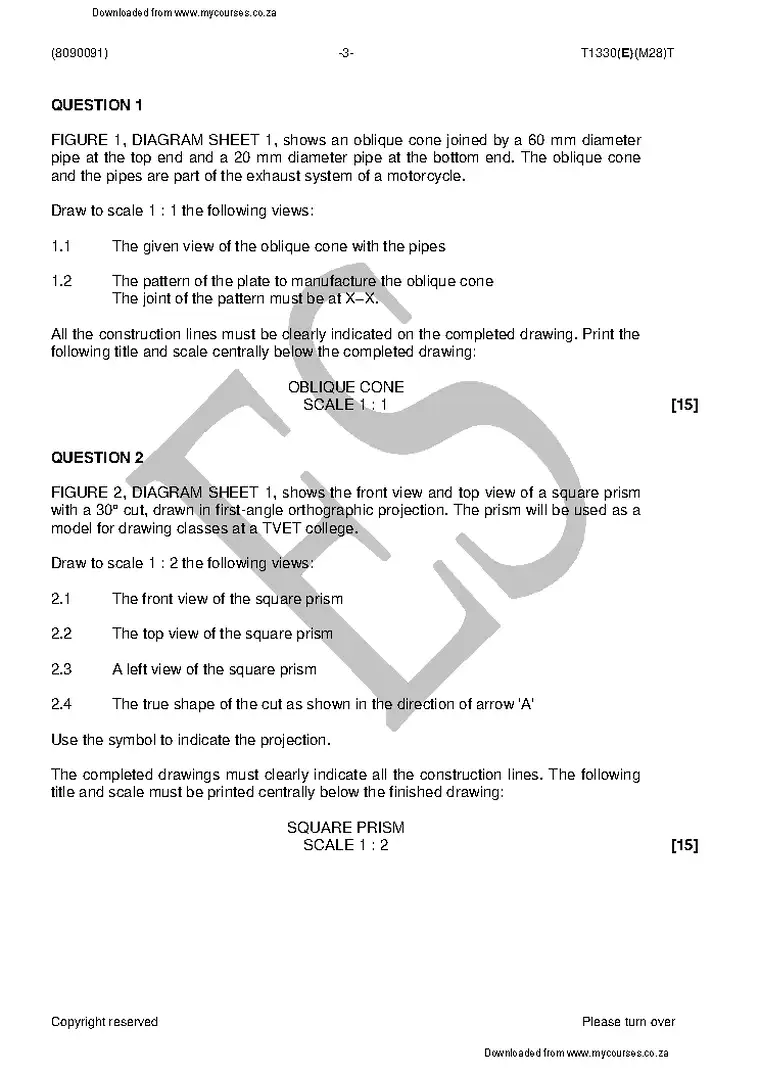 Plating and Structural Steel Drawing N1 April 2018 question paper PDF, preview of the first page of questions