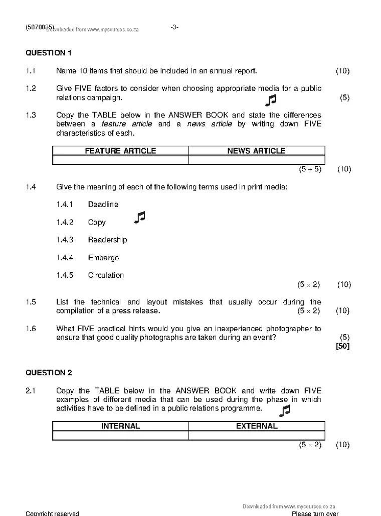Public Relations N5 June 2021 question paper preview