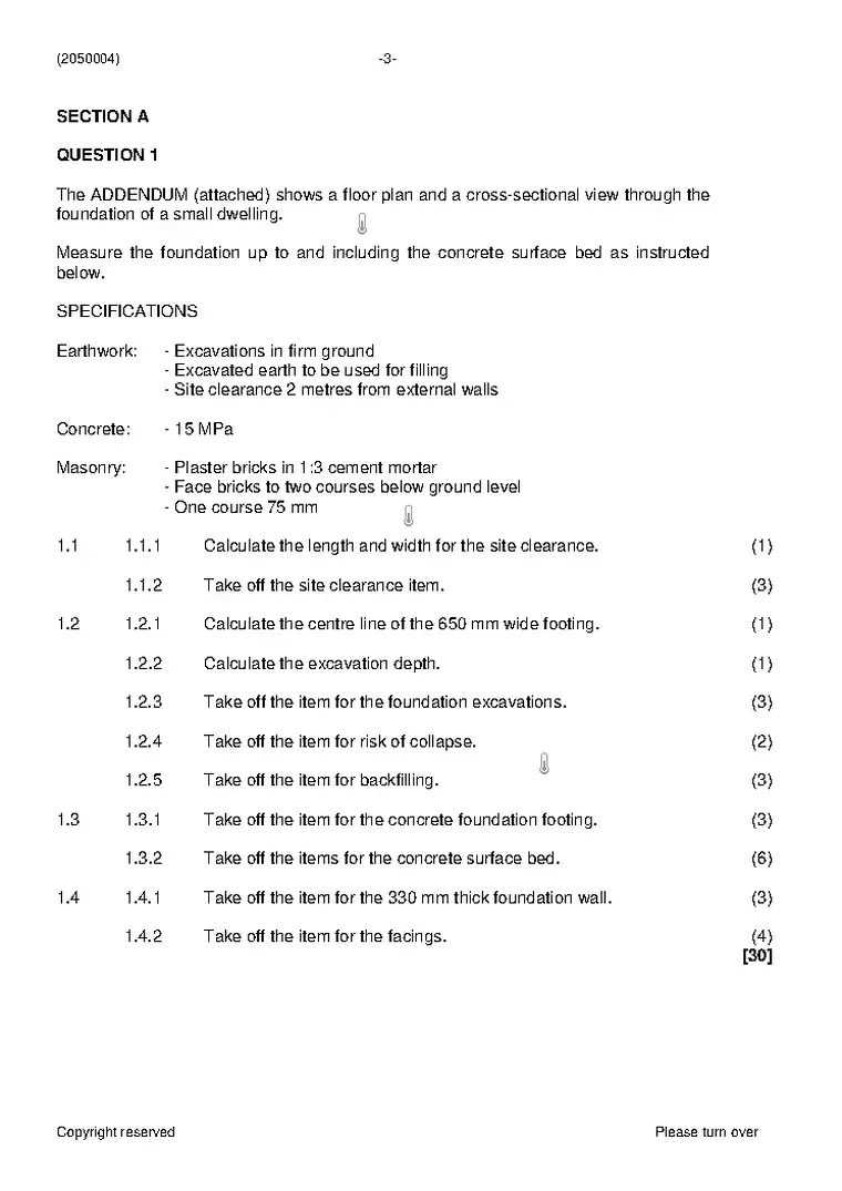 Quantity Surveying N4 April 2019 question paper PDF, preview of the first page of questions