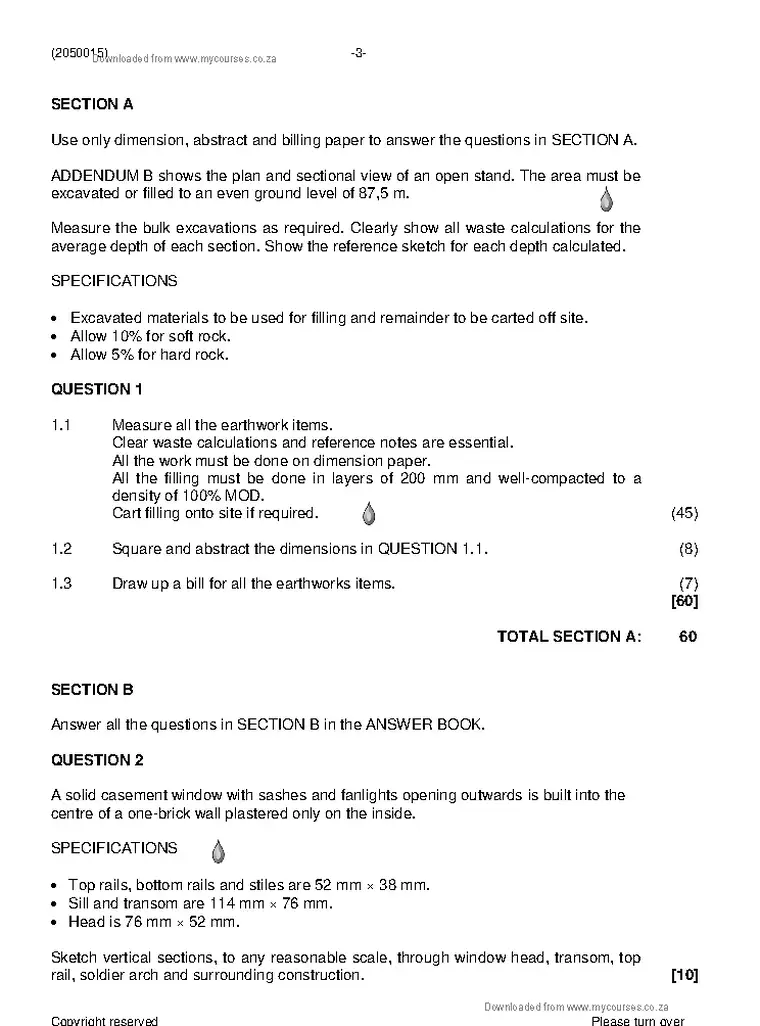 Quantity Surveying N5 April 2021 question paper preview