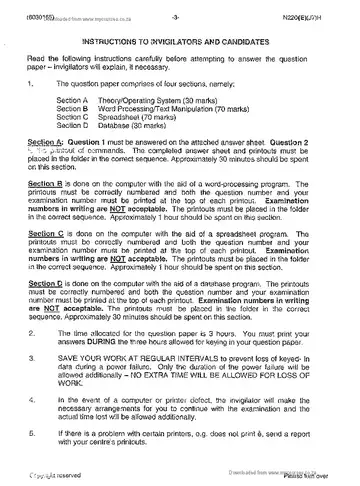 Computer Practice N5 June 2013 question paper, first page of questions