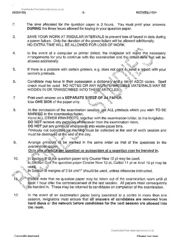 Computer Practice N5 June 2014 question paper, first page of questions